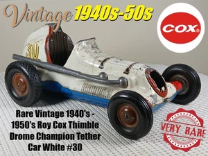 Rare Vintage 1940's - 1950's Roy Cox Thimble Drome Champion Tether Car White #30 - Picture 1 of 15