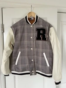 H&M Bomber Jacket Insulated Faux Leather Sleeve Varsity Women’s Size US XS - Picture 1 of 4