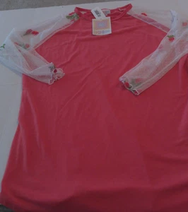 LULAROE RANDY T-SHIRT GRÖSSE M NEU MIT ETIKETT KORALLE MIT TRANSPARENTEN ÄRMELN (RN19) - Bild 1 von 5