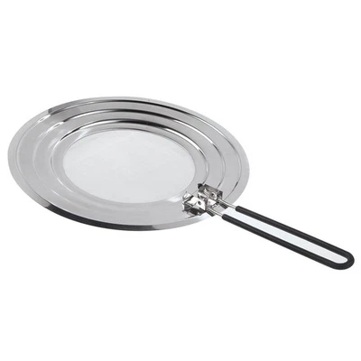 12" Stainless Steel Splatter Cover with Folding Handle - Image 1 of 4