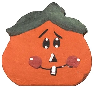 Spilla spilla lanterna Happy Jack o in legno dipinta a mano Halloween 1,25" vintage - Foto 1 di 3