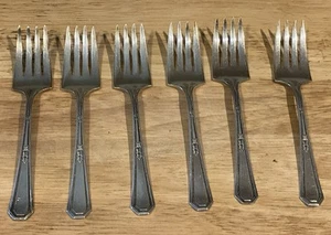 Set of 6 Wm Rogers & Son MAYFAIR 6” Salad Forks Silverplate Pat. 1923 - Picture 1 of 3