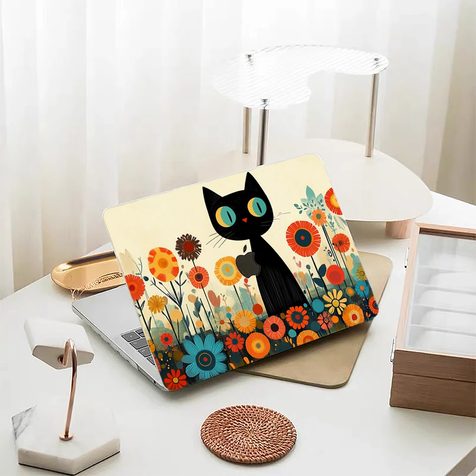 Cute Black Cat MacBook Air Pro Case High-Quality Cover Apple 2025 M5 14in 16in - Image 1 of 4