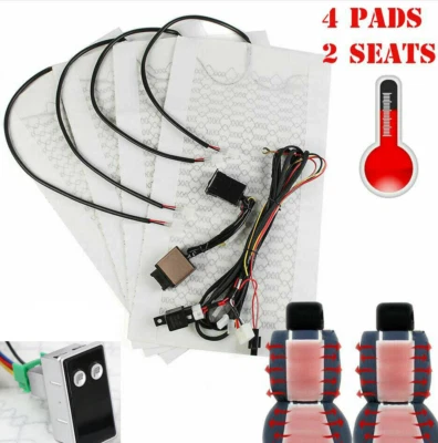 Universal 4 Heizmatten Carbon Sitzheizung 5 Stufen Schalter Nachrüstsatz Auto — 第 1/4 张图片