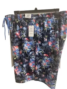 Caribbean Swimwear Big Man Swim Trunks Print Blue Multi Drawcord 2XT 8 Inch New - Picture 1 of 13