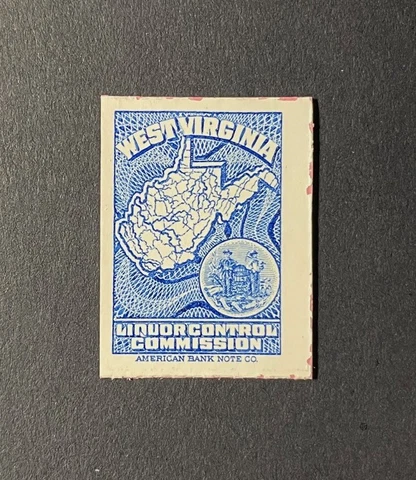 West Virginia State Revenue #LS5 - dark blue Liquor Tax Stamp - MNH - WV Cover