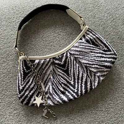 Bolso diario LeSportSac Deluxe a rayas cebra negro blanco púrpura monedero encanto Foto 1 de 4