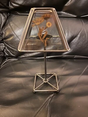 Metal Tea Light Candle Lantern - With Flowers - Image 1 of 4