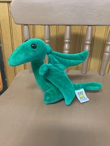 Vintage 1993 6" Pterodactyl Manhattan Toy Company Green Plush Velour Dinosaur - Picture 1 of 13