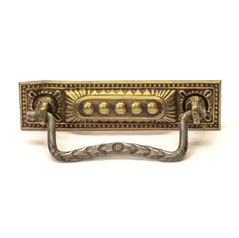 Antique Drawer Furniture Drop Bail Handle Pull Ornate Thin Press Brass Backplate Cover
