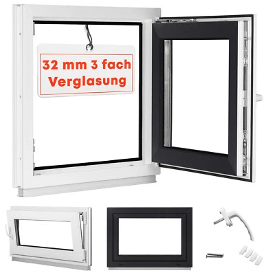 Kellerfenster Anthrazit Fenster Kunststofffenster 3 fach Verglasung Dreh Kipp - Bild 1 von 4