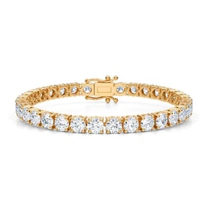 20.30 Carat  Round Lab Grown Diamond 7" Tennis Bracelet 14k Yellow Gold D VS - Picture 1 of 4