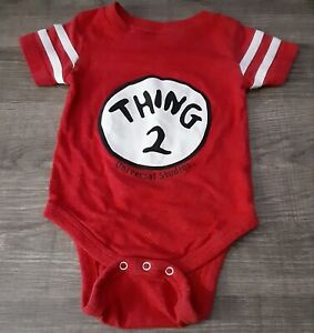 Infant Boy Bodysuit | 6 Months | Thing 2 | Red/White/Black | Universal Studios 