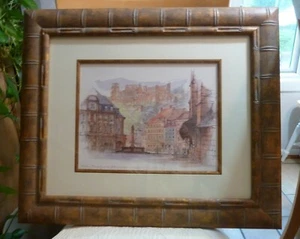 HEIDELBERG Print of City..view of the Schloss/Castle, City Hall.. in Frame. - Picture 1 of 4
