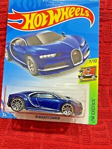 Hot wheels 16 Bugatti Chiron long card blue hw exotics SEALED UNOPENEND HTF