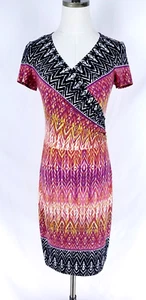 Neu mit Etikett Joseph Ribkoff Damengröße 8 Crossover gerafftes Seitenkleid rot schwarz orange - Bild 1 von 8