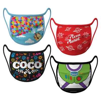 Disney Pixar Cloth Face Mask 4 Pack Kids Adult Toy Story Pizza Planet Coco Up - Image 1 of 4