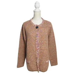Gio & Gio Made in Italy XL rosa Maeve vorne offen Mohair Wolle Strickjacke Pullover - Bild 1 von 8