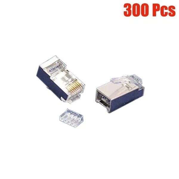 Conector blindado LAN de red Cat6 RJ45 300 piezas enchufe cable trenzado con insertador Foto 1 de 1