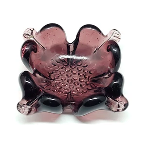 Vintage Chalet Art Glass Flower Bomboniere Trinket Dish Purple 3 in Canada - Picture 1 of 13