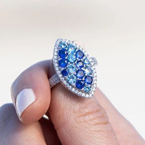 Elegant 925 Silver Filled Wedding Ring Women Cubic Zircon Ring Gift Sz 6-10 - Picture 1 of 4
