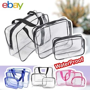 3 Piece Waterproof Travel Bag Set Cosmetic Transparent Makeup Toiletry Pouch - Picture 1 of 7