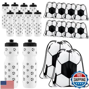 20 Pcs Soccer Party Favors 10 Pcs 13.4 x 16.9 Inch Soccer Drawstring Bags and - Picture 1 of 5