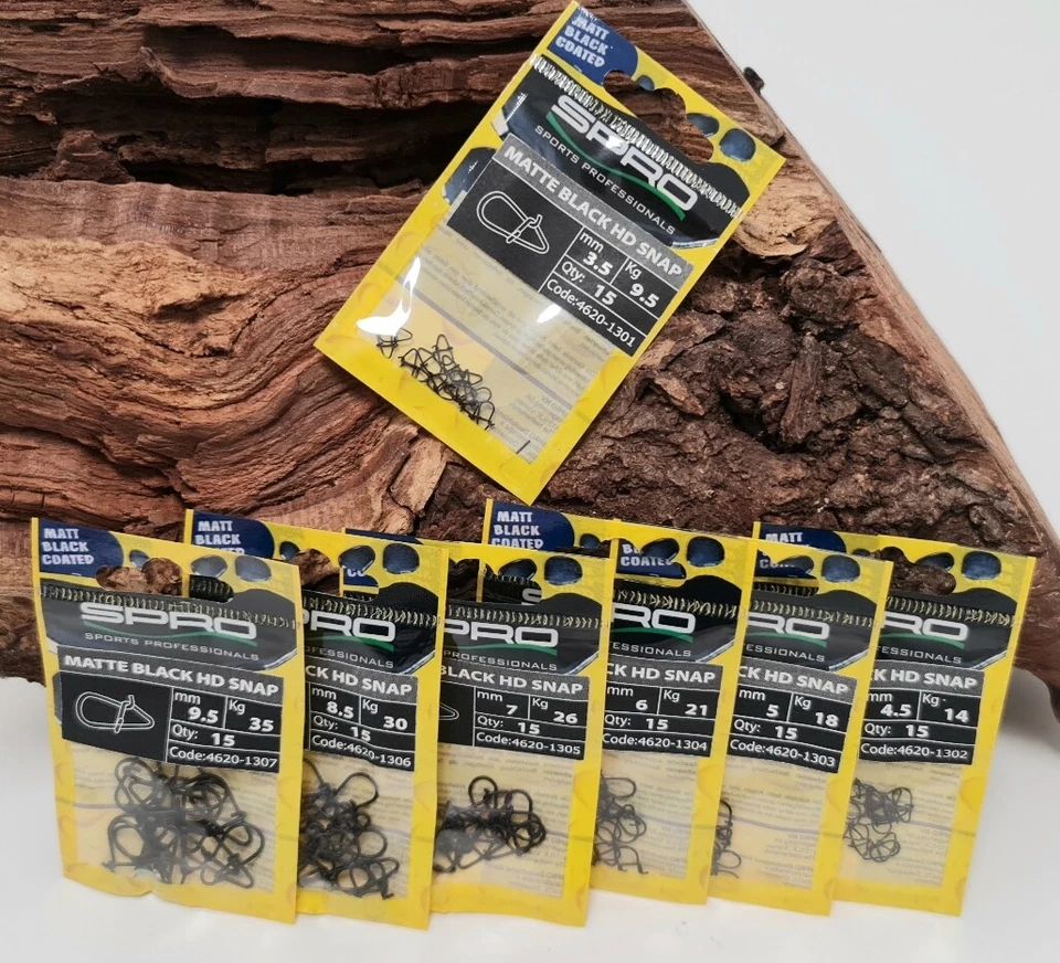 Spro Matt Black HD Snap Gr. 3,5mm 4,5mm 5mm 6mm 7mm 8,5mm 9,5mm 15 Stück NEW OVP - Image 1 of 1