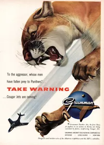 1953 Grumman: Prey to Panthers Take Warning Vintage Print Ad - Picture 1 of 1