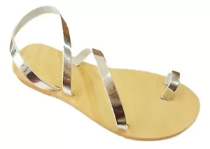 Damensandalen im antiken griechischen Stil handgefertigte Lederschuhe Slide flach VIELE FARBEN - Bild 1 von 9