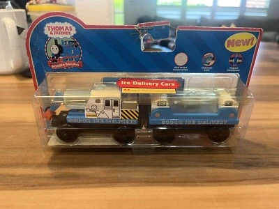 Thomas & Friends ICE DELIVERY CARS vagones de tren de madera 2005 LC + tarjeta - TOTALMENTE NUEVOS Foto 1 de 4