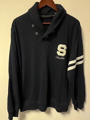 Sudadera para hombre XL Sean John azul marino aspecto universitario cuello tortuga abotonada Foto 1 de 4