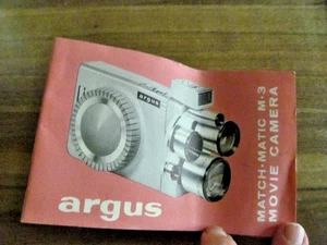 *ARGUS MATCH-MATIC M-3 8mm Movie Camera Owner's Manual Instruction Book Booklet - Picture 1 of 2