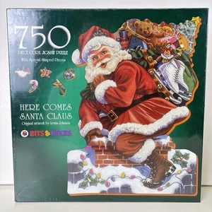 Bits & Pieces Here Comes Santa Cork Jigsaw Puzzle 750 Shaped Pieces Sealed 1998 - Picture 1 of 7
