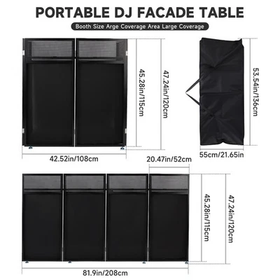 Estación de mesa de fachada de DJ portátil 45"x42" cabina de eventos fachada marco plegable de metal Foto 1 de 4