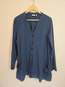 Cárdigan Logo Lori Goldstein Azul Botón Frontal con Bolsillos Talla Grande - Imagen 1 de 10