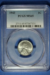 1943 PCGS MS65 Lincoln Wheat Steel Cent #B50677 - Picture 1 of 2