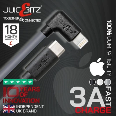 JuicEBitz USB C Fast Charging Data Charger Cable for iPhone 14 13 12 11 X SE 8 - Image 1 of 4