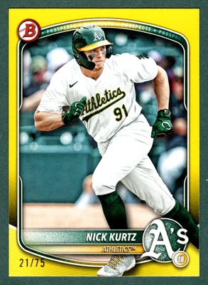 Nick Kurtz 2025 Bowman Prospects #BP114 Yellow Paper 21 of 75 PRISTINE CONDISH! - Image 1 of 4