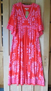BNWT Boden Maya Kimono Jersey Maxi Dress Sz 12 R Red Palm Foliage - Picture 1 of 8