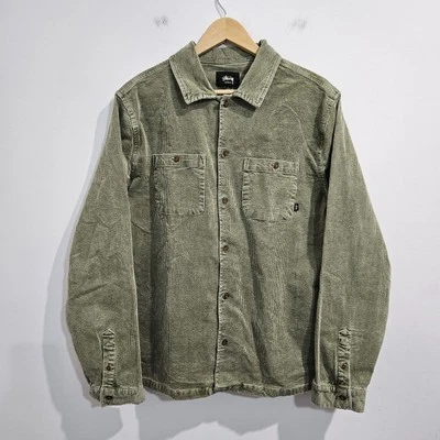 Stussy вельветовая рубашка мужская большой оливковый зеленый длинным рукавом над рубашка куртка  - Изображение 1 из 4