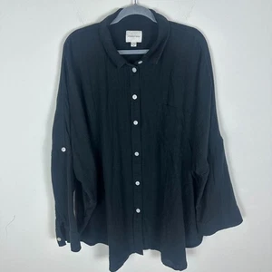 American Eagle Black Oversized Gauze Blouse XXL Minimalist Contemporary Casual - Picture 1 of 10