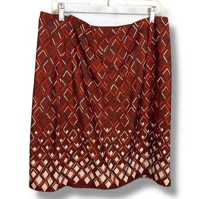 Falda Talla 10 Eddie Bauer Rojo Borgoña Granate Beige Estampado Geométrico Ligera Foto 1 de 4