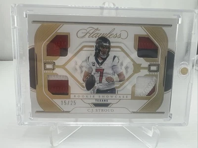 2023 Panini Flawless C.J. Stroud ROOKIE SHOWCASE Quad Rookie Patch /25 TEXANS - Image 1 of 4