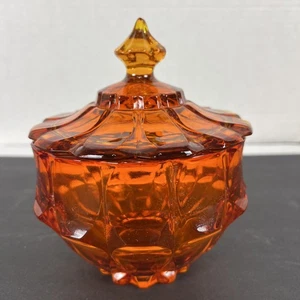 Fenton Valencia Amberina Orange Footed Candy Dish With Lid Cadmium Glows Clean! - Picture 1 of 6