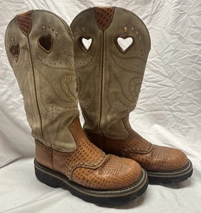 Stivali western Ariat donna #15157 alti marroni cuore buckaroo strass taglia 7 B - Foto 1 di 6