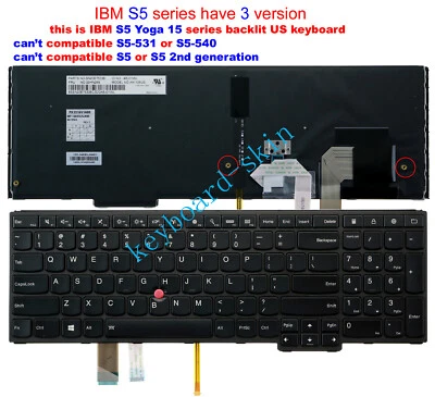 New for lenovo IBM Thinkpad s5 yoga 15 series laptop keyboard US backlit - Image 1 of 4