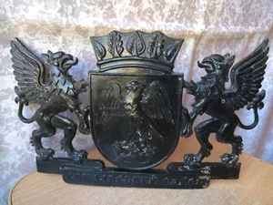 RARE Vintage antique Metal coat of arms Emblem Sokal district Ukraine Sculpture - Picture 1 of 9