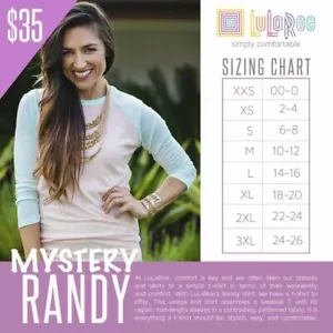 NEW LuLaRoe LLR Mystery Randy Top Baseball T XXL 2XL NO RETURNS - Picture 1 of 1