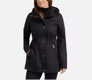 HUNTER Women's XXL Rubberized Cotton Smock Hooded Rain Jacket Water Resist Black - Picture 1 of 13
